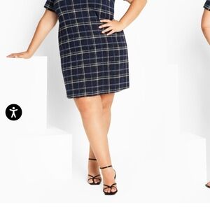 City Chic Navy Plaid Dress